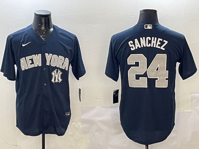 Men New York Yankees 24 Sanchez Blue Game 2025 Nike MLB Jersey style 5